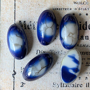 VP-7726 17.5x9 Czech Vintage glass Cabochon Lapis Blue Oval