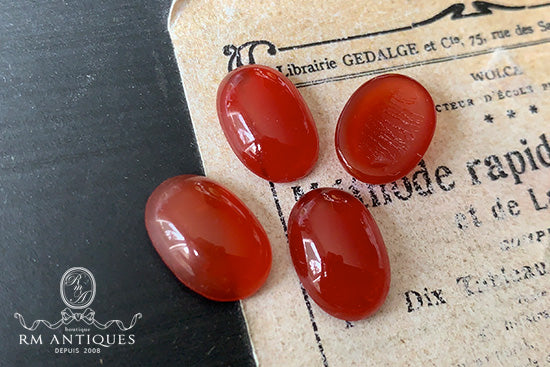 VP-7727 14x10 Czech Vintage glass Cabochon carnelian Oval