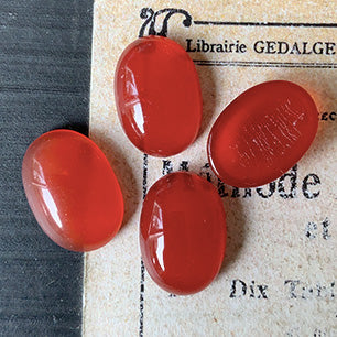 VP-7727 14x10 Czech Vintage glass Cabochon carnelian Oval