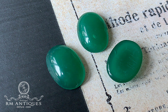 VP-7752 14x10 Czech Vintage glass Cabochon Jade Oval