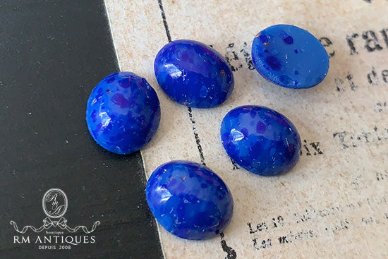 VP-7774 10X8 Czech Vintage glass Cabochon Lapis Oval