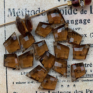 VP-7875 11x8.5mm Czech Vintage glass Charm Smoked Topaz