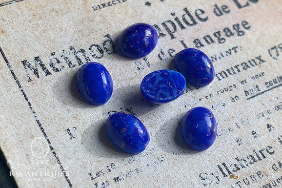 VP-7927 8x6 Czech Vintage glass Lapis Oval