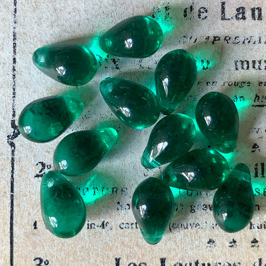 VP-8208 9x6mm Czech Vintage Emerald glass Bead