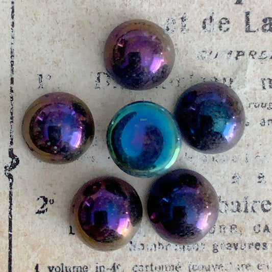 VP-8242 9mm Czech Vintage glass Cabochon Purple Iris Round