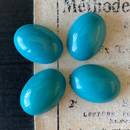 VP-8345 14x10 West German Vintage glass Cabochon Turquoise Oval