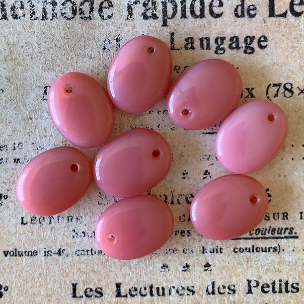 VP-8346 12x9mm Czech Vintage Pink Oval Drop glass Bead