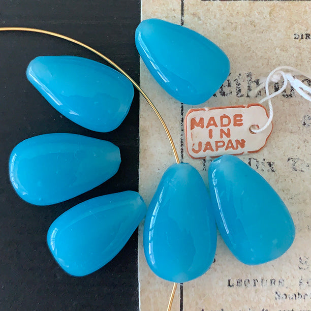 VP-8379 18x12mm JapanVintage Blue 雫 glass Bead