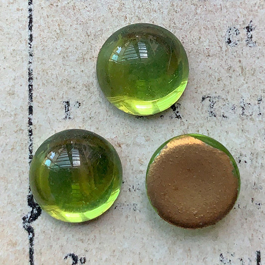 VP-8391 7mm Czech Vintage glass Cabochon Peridot Round