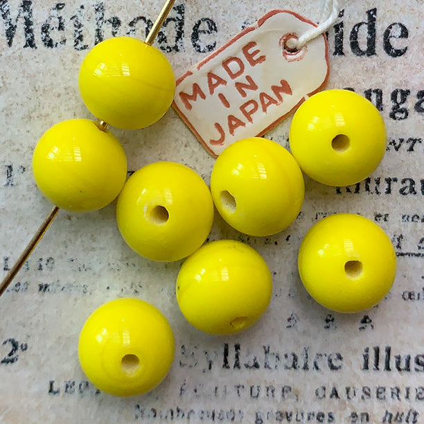 VP-8403 8mm JapanVintage Yellow glass Bead