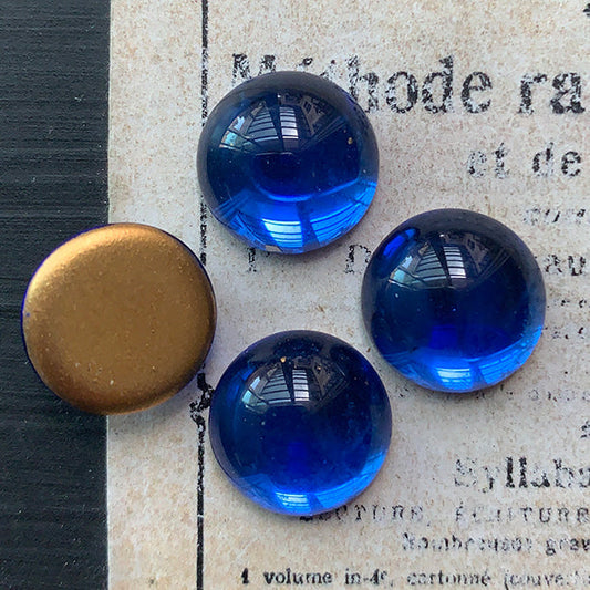 VP-8405 13mm Czech Vintage glass Cabochon Sapphire Round