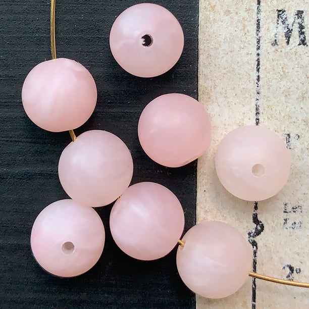 VP-8409 8mm West German Vintage Frosted Pink Acrylic Round Bead