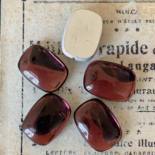 VP-8438 15x11mm West German Vintage glass Cabochon Amethyst