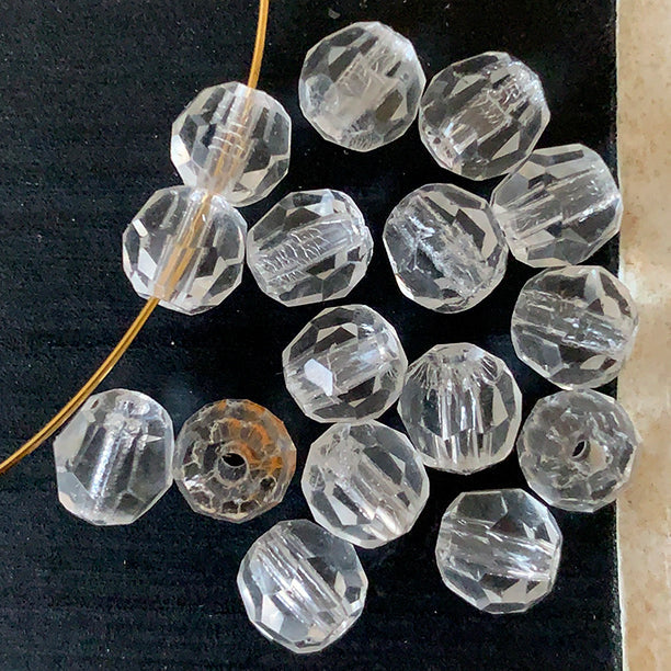 VP-8454 6mm West German Vintage Clear glass Bead