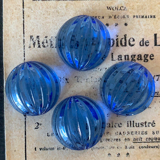 VP-8476 18mm Czech Vintage glass Cabochon Blue Round