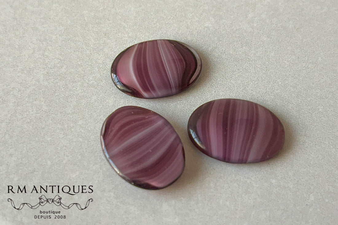 VP-8578 18x13 Czech Vintage glass Cabochon Purple Marbled Oval