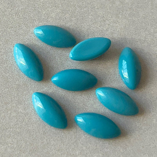 VP-8610 10x5mm West German Vintage glass Cabochon Blue Navette