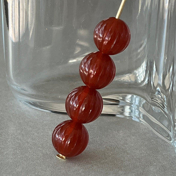 VP-8660 8mm West German Vintage carnelian Acrylic Bead