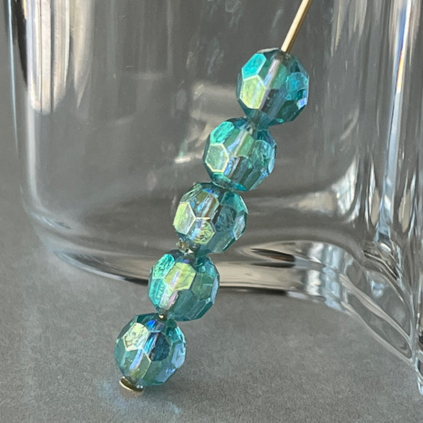 VP-8662 6mm Hong Kong Vintage lucite AB Aqua Bead