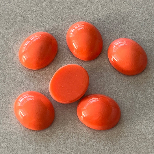 VP-6084 12X10 Czech Vintage glass Cabochon Orange Oval