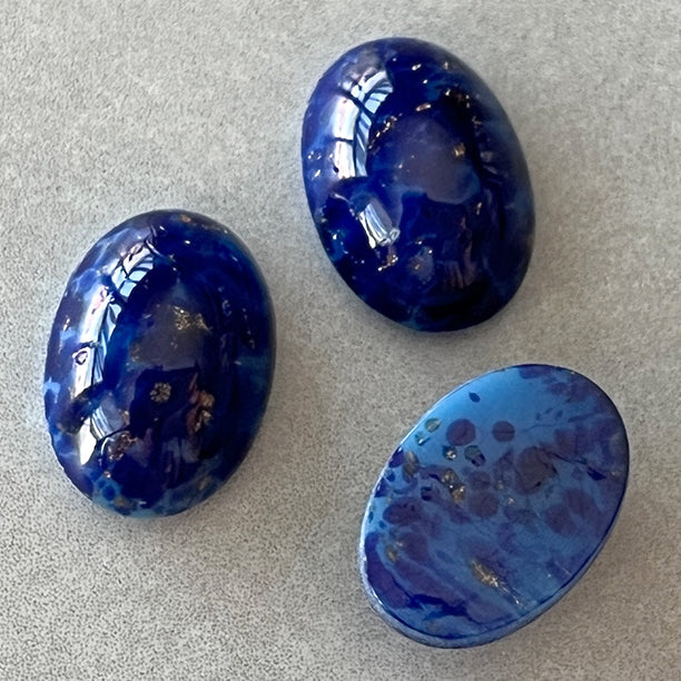 VP-8693 14x10 Czech Vintage glass Cabochon Lapis Oval