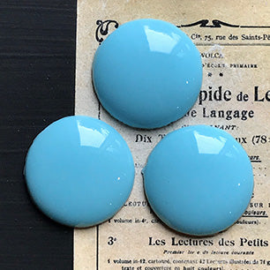 VPL-6602 30mm West German Vintage glass Cabochon Blue Round