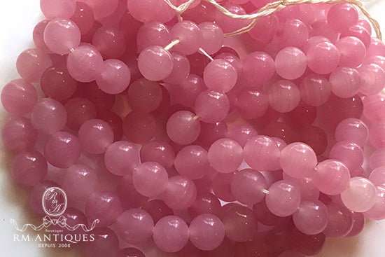 VPL-6747 1 Strand 41cm 8mm Japan Vintage cherry brand glass Bead Pink