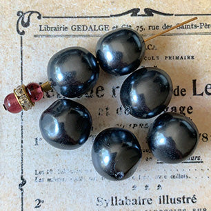 VPL-7702 13mm Japan Vintage lucite Gun metal pearl baroque Bead