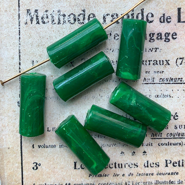 VPL-8397 16x6mm West German Vintage green Acrylic Bead