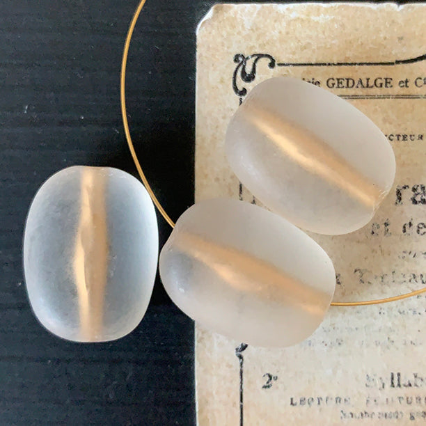 VPL-8427 24x18mm West German Vintage Frosted lucite Gold Lined Bead